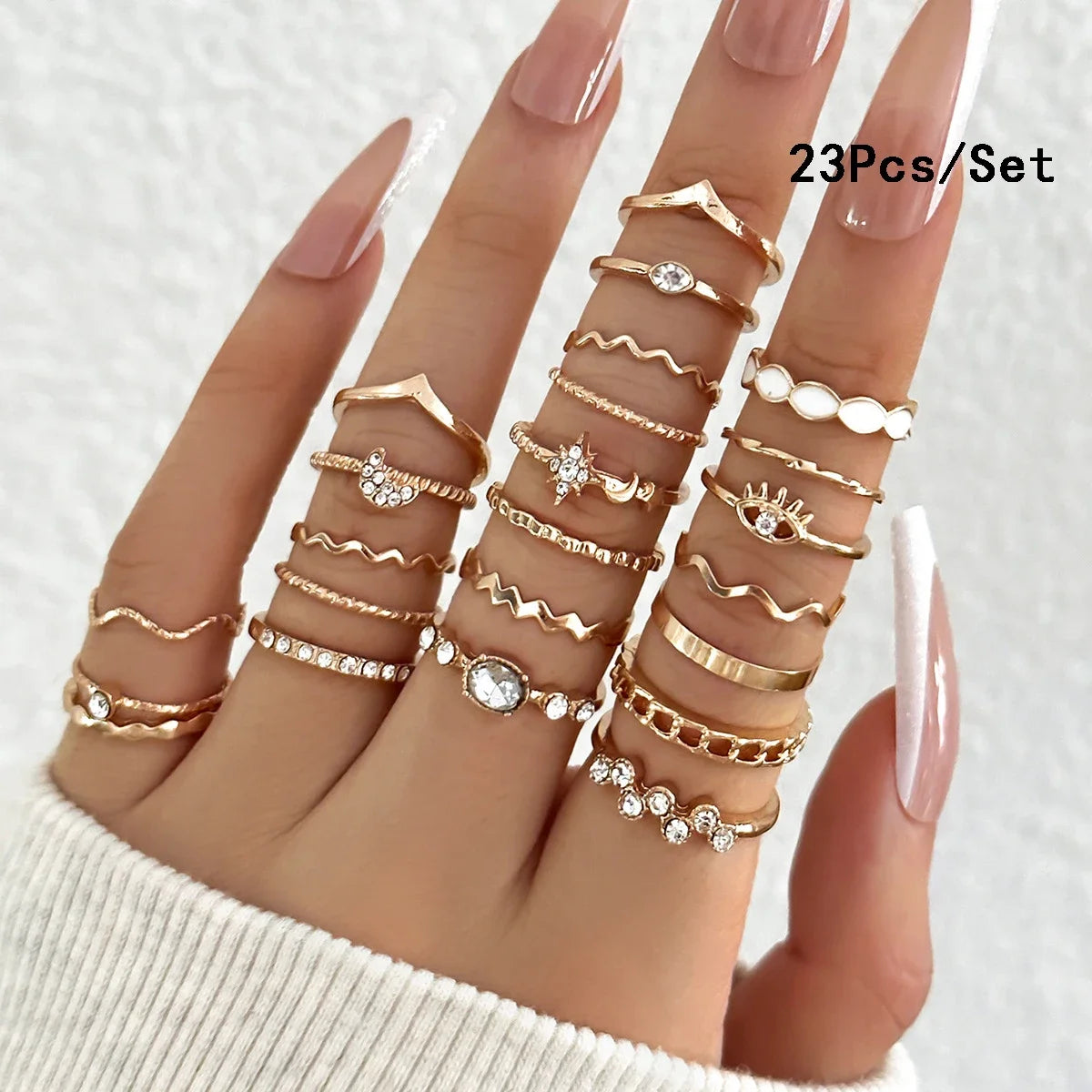 Knuckle Rings Set For Women Gold Color Finger Ring Girls Fashion