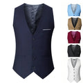 ummer Man Suit Vest Sleeveless Vest with Adjustable Waist Single Breasted Solid Color Business Suit Vest Wedding
