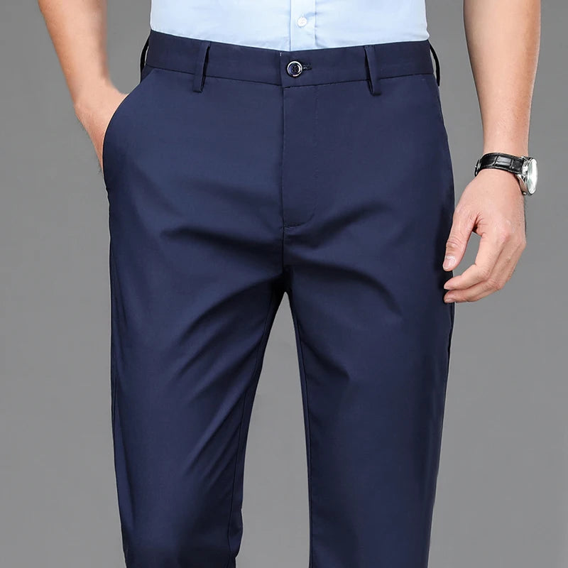 Smart Casual Men's Trousers Office Quick Dry Suit Pants New Spring Autumn Korean Straight Pants
