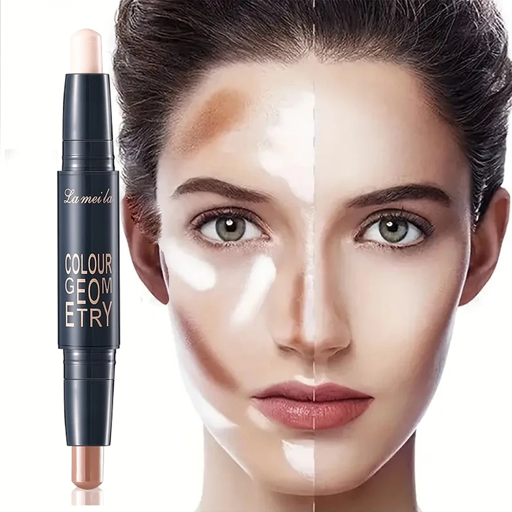 Dual-ended contour stick, facial foundation,