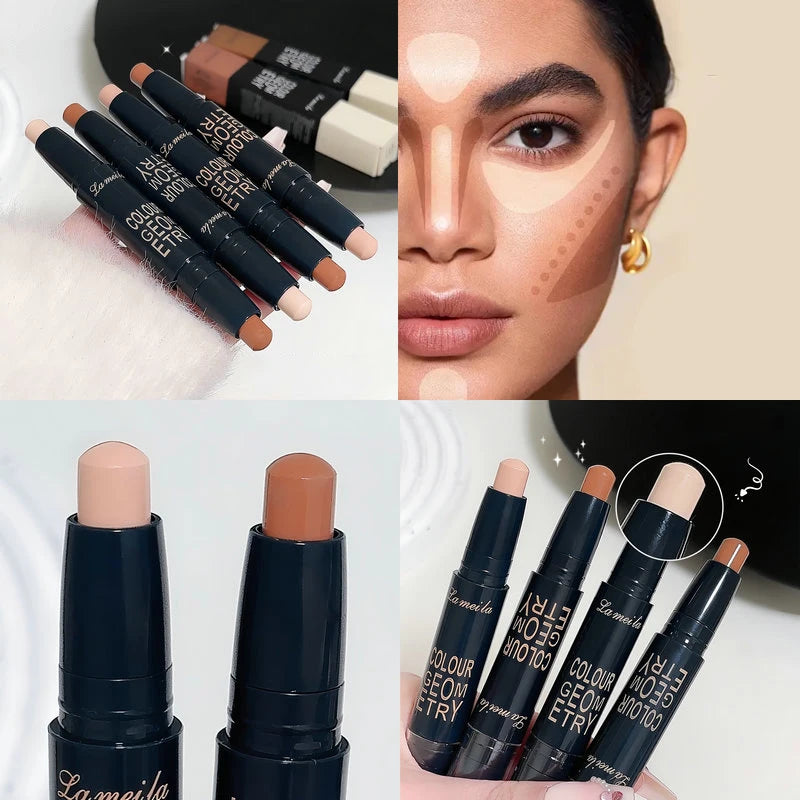 Dual-ended contour stick, facial foundation,