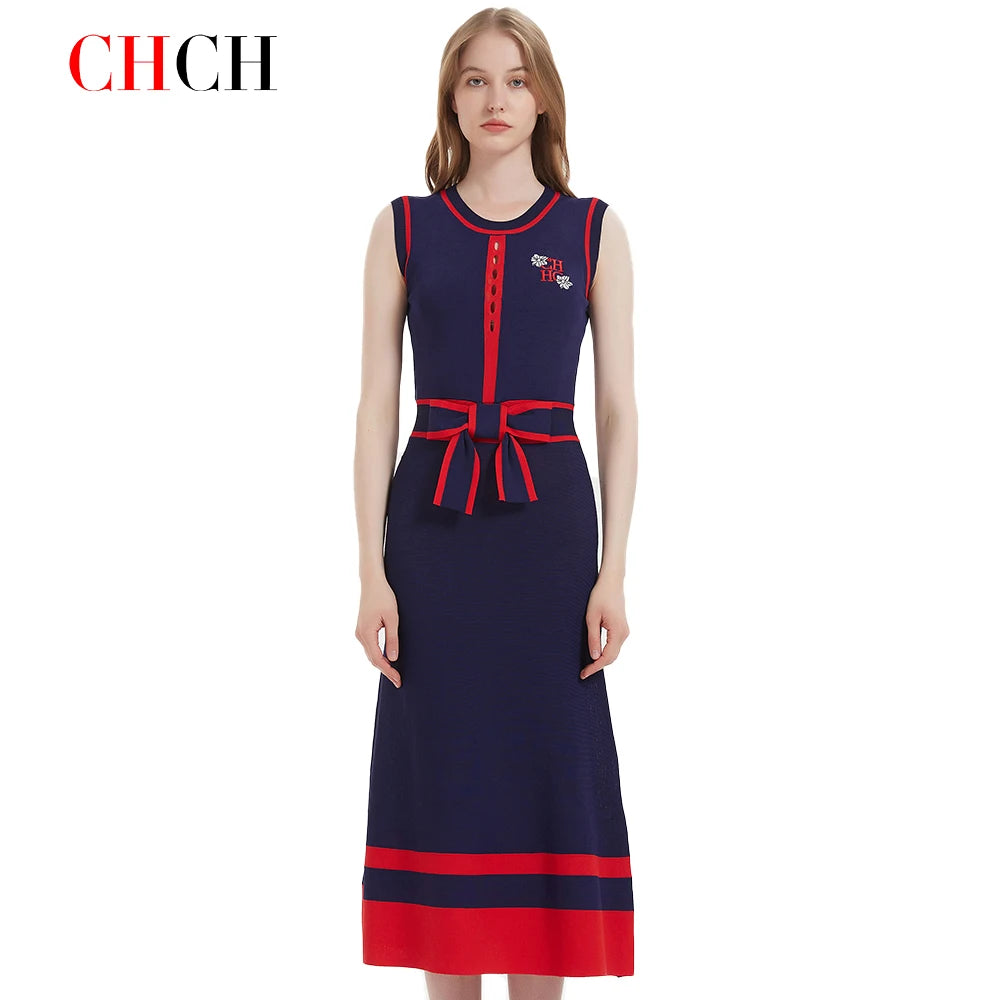 Women's Dress New Sleeveless Knitted Long Dress Business Women's Wear