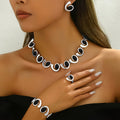 4pcs/ Set Silver Women Necklace Earrings Bracelet Ring