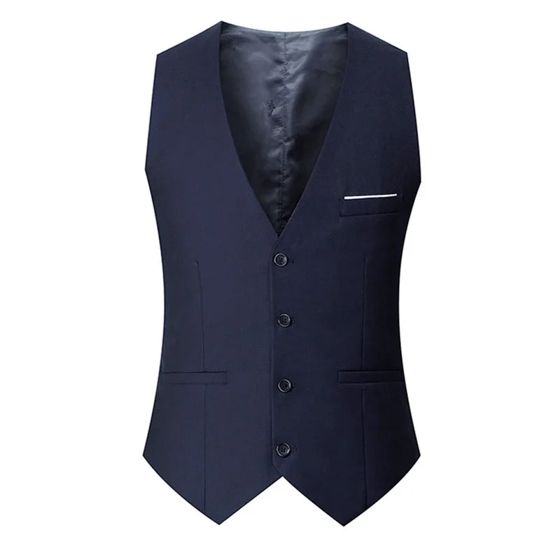 ummer Man Suit Vest Sleeveless Vest with Adjustable Waist Single Breasted Solid Color Business Suit Vest Wedding