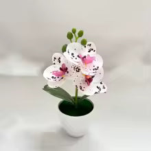 Artificial Orchid Potted Plant 3 Heads Mini Phalaenopsis Fake Flower Plastic Home Living Room Decoration