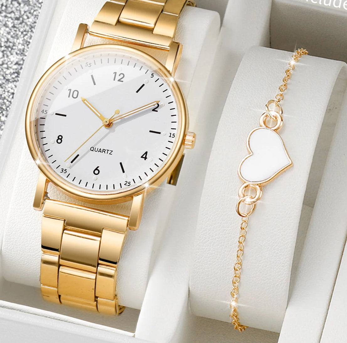 2..4PCS Arabic Women Watches Simple Quaretz Wristwatch with Bracelets