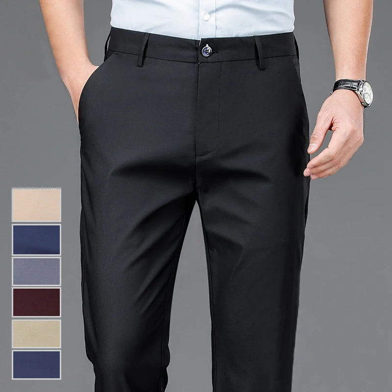 Smart Casual Men's Trousers Office Quick Dry Suit Pants New Spring Autumn Korean Straight Pants