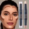 Dual-ended contour stick, facial foundation,
