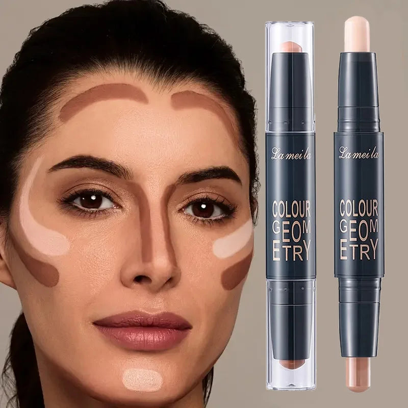 Dual-ended contour stick, facial foundation,