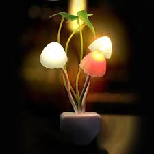 Night Light Plug Light Sensor 3 LED Colorful Mushroom Lamp Led